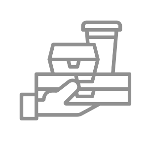 Symbol: Hand mit Verbrauchsartikeln
