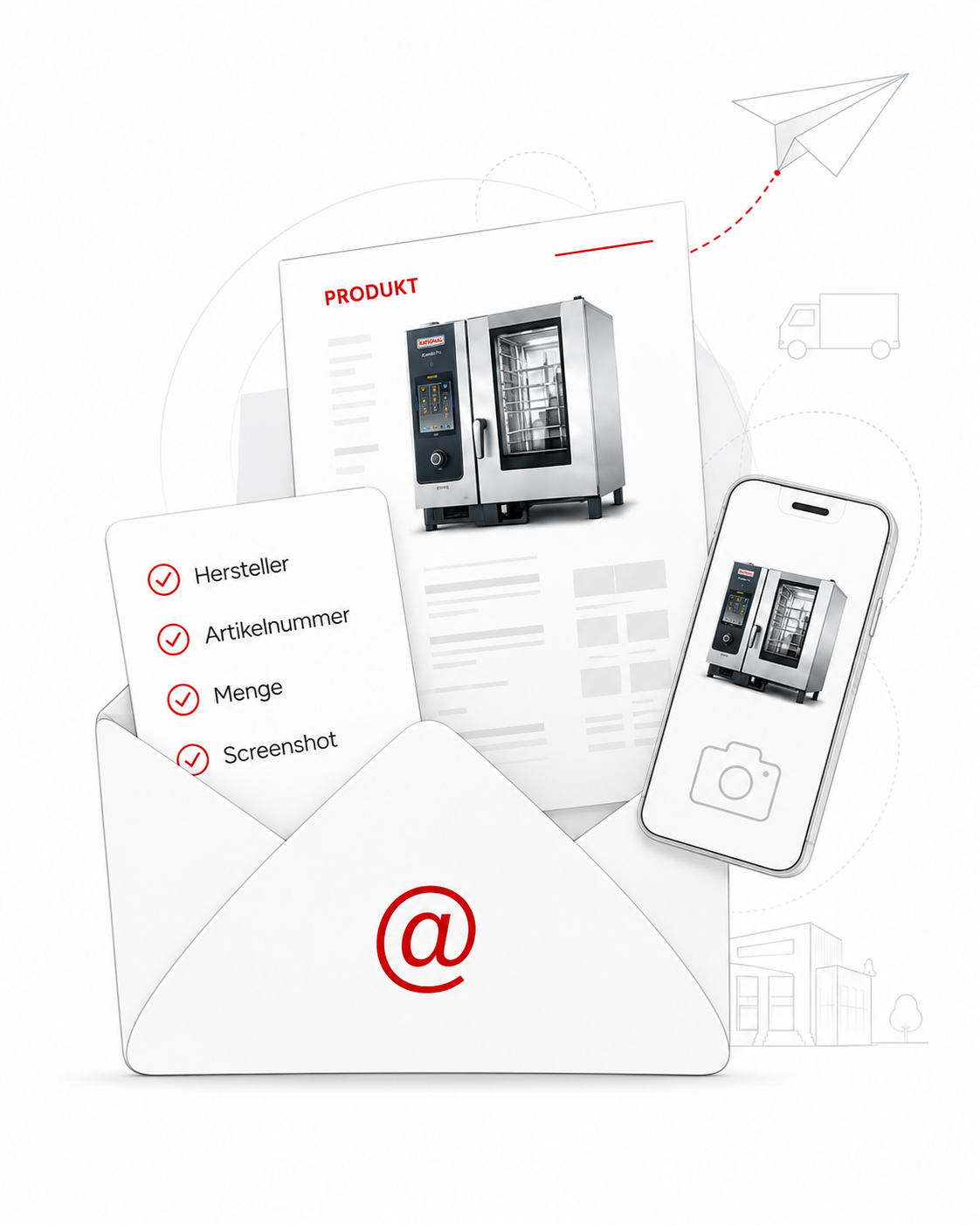 Illustration: Produkt online ansehen und per E-Mail bestellen